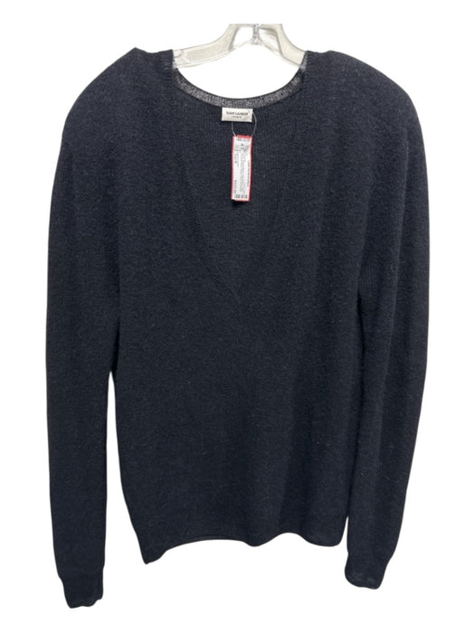 Saint Laurent Size Est M Black Alpaca Blend Long Sleeve Solid Sweater Black / Est M