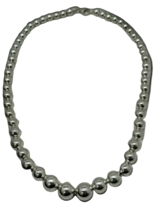 Tiffany & Co Silver 935 Silver Graduated Bead Lobster Clasp Necklace Silver