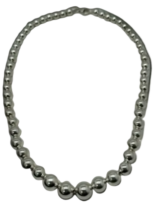 Tiffany & Co Silver 935 Silver Graduated Bead Lobster Clasp Necklace Silver