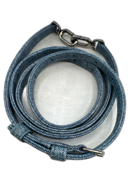 Balenciaga Blue & White Leather Denim Print Crossbody Strap Top Handle Bag Blue & White / Small