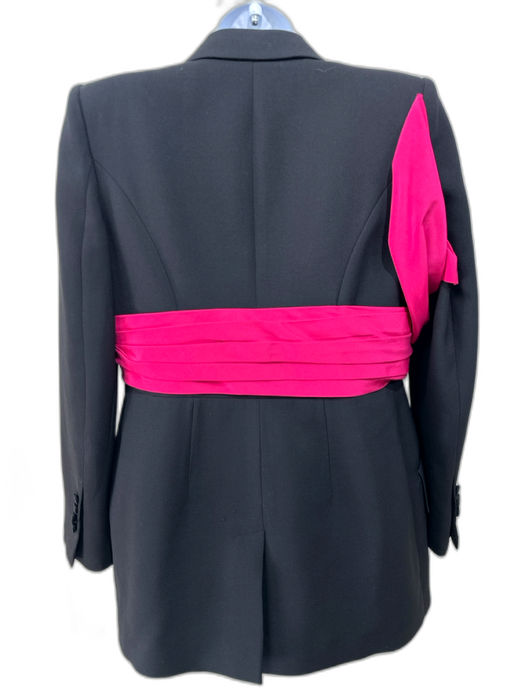 Alexander McQueen Size 44 Black & Pink Wool & Silk Long Sleeve Ribbon Jacket Black & Pink / 44