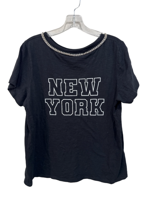 5a7 Cinq a Sept Size M Black & White Cotton Heathered Crystal Embellished Top Black & White / M