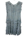 Rebecca Taylor Size M Blue & Multi Chiffon Floral Smocked Waist Ruffle Dress Blue & Multi / M
