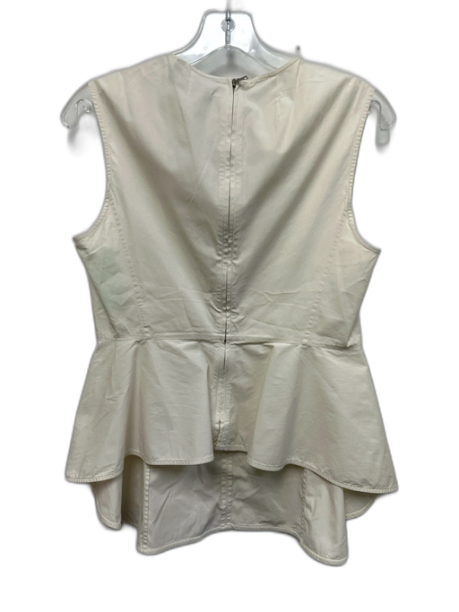 Theory Size M Cream White Cotton Blend Sleeveless Paneled Back Zip Peplum Top Cream White / M