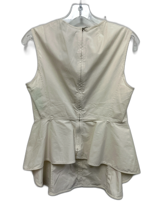 Theory Size M Cream White Cotton Blend Sleeveless Paneled Back Zip Peplum Top Cream White / M