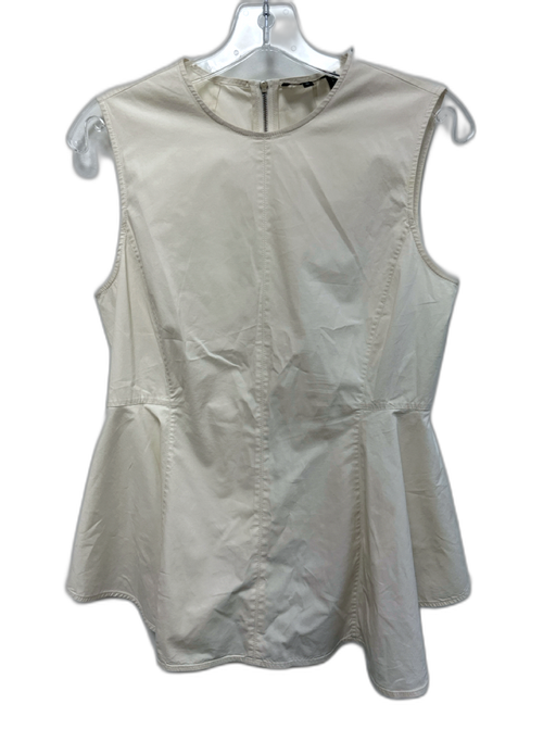 Theory Size M Cream White Cotton Blend Sleeveless Paneled Back Zip Peplum Top Cream White / M