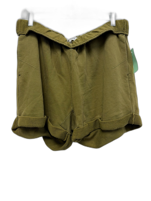 Frame Size M Moss Green Pima Cotton Elastic Waistband Cuffed Lounge Sweat Shorts Moss Green / M
