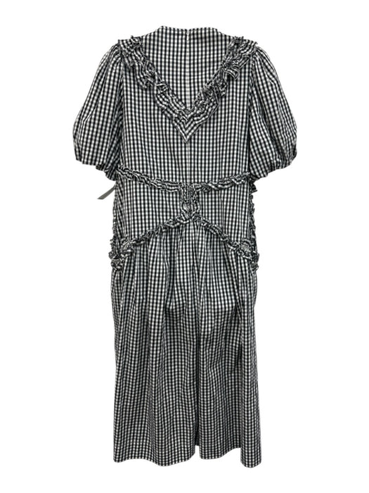Simone Rocha Size 2 Black & White Cotton Short Puff Sleeve Gingham Ruffles Dress Black & White / 2