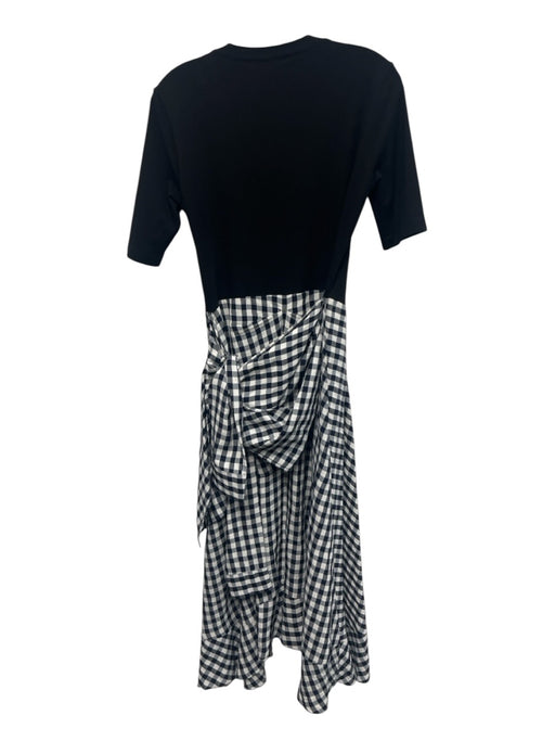 Maje Size 3 Black, Navy, White Viscose Blend Short Sleeve Gingham Dress Black, Navy, White / 3