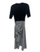 Maje Size 3 Black, Navy, White Viscose Blend Short Sleeve Gingham Dress Black, Navy, White / 3
