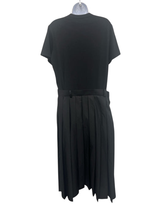 Sacai Size 3 Black Cotton Short Sleeve Patch Pocket Pleated Midi Dress Black / 3