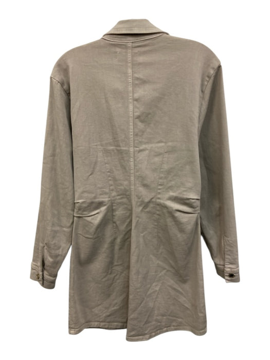 Le Jean Size Large Light Gray Cotton Denim Long Sleeve Button Front Collar Dress Light Gray / Large