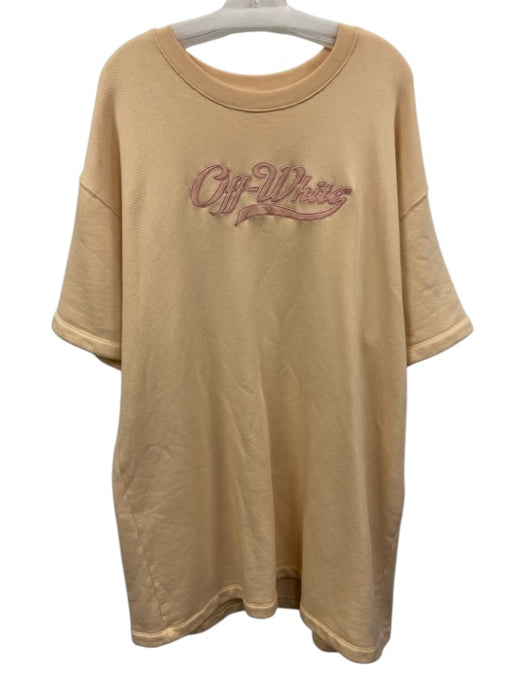 Off-White Size Medium Peach & Pink Cotton Short Sleeve Embroidered Logo Dress Peach & Pink / Medium