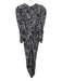 Isabel Marant Size 38 Navy, Black, White Silk Blend Long Sleeve Ruched Dress Navy, Black, White / 38