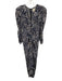 Isabel Marant Size 38 Navy, Black, White Silk Blend Long Sleeve Ruched Dress Navy, Black, White / 38