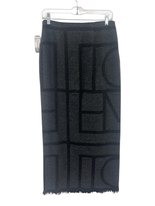 Toteme Size 38 Gray & Black Wool Wrap Plaid Fringe Maxi Skirt Gray & Black / 38