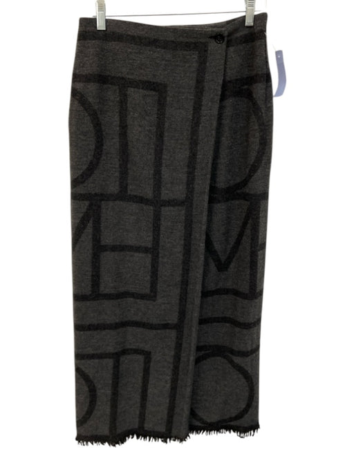Toteme Size 38 Gray & Black Wool Wrap Plaid Fringe Maxi Skirt Gray & Black / 38