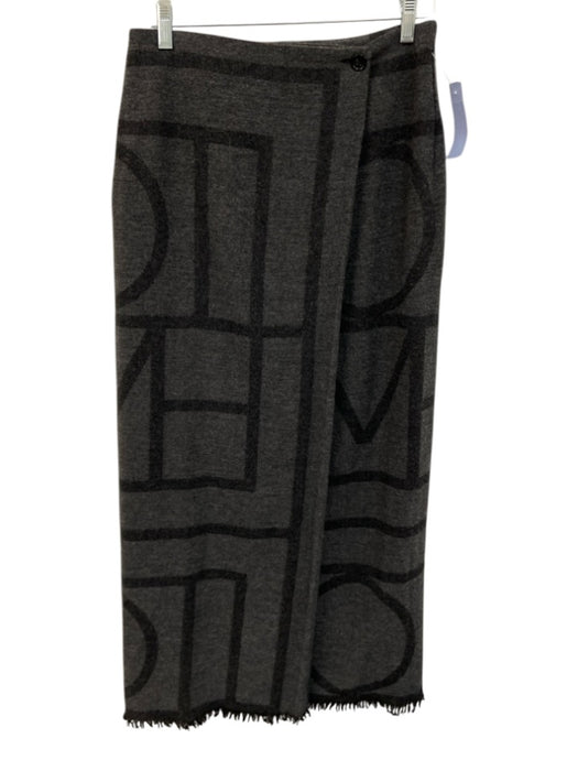 Toteme Size 38 Gray & Black Wool Wrap Plaid Fringe Maxi Skirt Gray & Black / 38