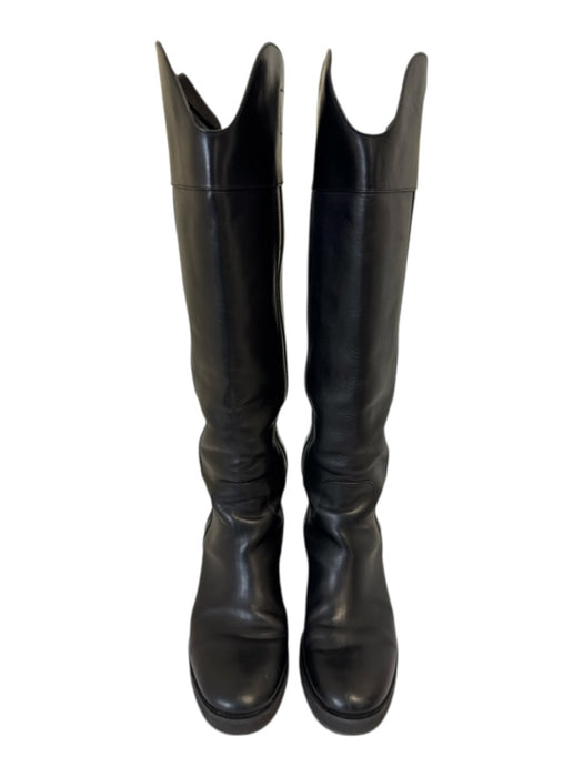 Jimmy Choo Shoe Size 38.5 Black Leather Round Toe Knee High Block Heel Boots Black / 38.5
