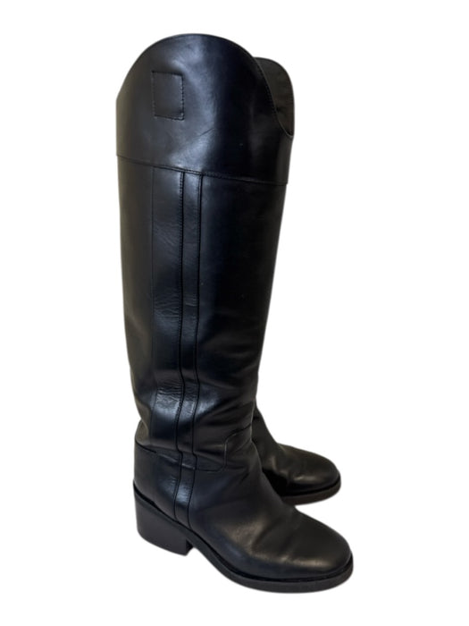 Jimmy Choo Shoe Size 38.5 Black Leather Round Toe Knee High Block Heel Boots Black / 38.5