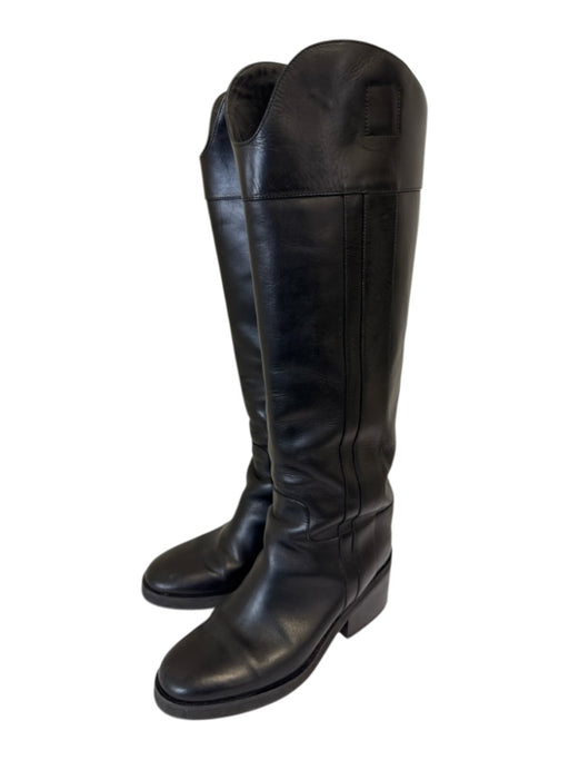 Jimmy Choo Shoe Size 38.5 Black Leather Round Toe Knee High Block Heel Boots Black / 38.5
