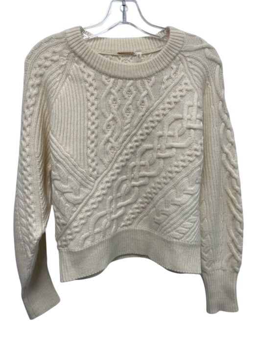 Elie Tahari Size Small Cream White Cashmere Long Sleeve Cable Knit Sweater Cream White / Small