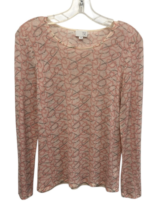 TSE Size Medium Pink & gray Cashmere Long Sleeve Abstract Print Knit Sweater Pink & gray / Medium