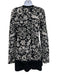 Off-White Size 6/42 Black & White Viscose Blend Long Sleeve Floral Pleated Dress Black & White / 6/42