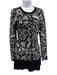 Off-White Size 6/42 Black & White Viscose Blend Long Sleeve Floral Pleated Dress Black & White / 6/42