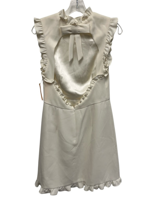 JILL Jill Stuart Size 8 Cream White Polyester Open Back Ruffles Bow Darted Dress Cream White / 8