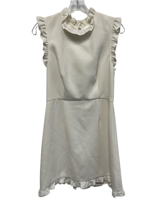 JILL Jill Stuart Size 8 Cream White Polyester Open Back Ruffles Bow Darted Dress Cream White / 8