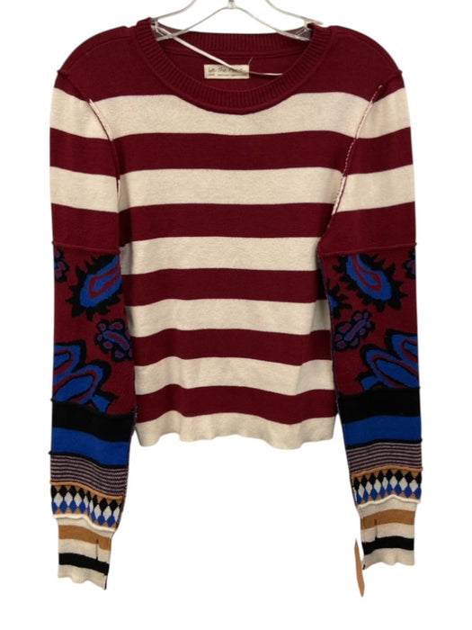 We The Free Size Large Red, Blue, White Cotton Blend Long Sleeve Knit Sweater Red, Blue, White / Large