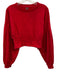By Anthropologie Size Small Red Cotton Long Sleeve Pleated Cropped Sweater Red / Small