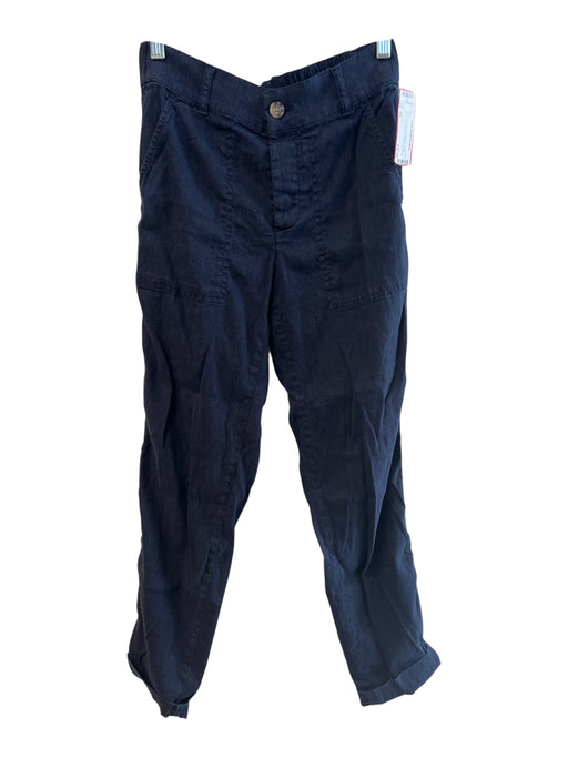 Lou & Grey Size XS Navy Linen Blend Button Fly Elastic Back Side Pockets Pants Navy / XS