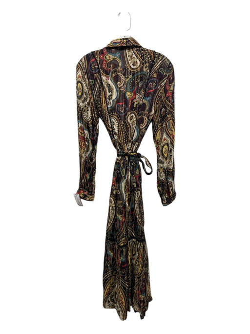 Zara Size M Brown, Yellow, Multi Polyester Paisley Print Button Up Dress Brown, Yellow, Multi / M