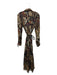Zara Size M Brown, Yellow, Multi Polyester Paisley Print Button Up Dress Brown, Yellow, Multi / M