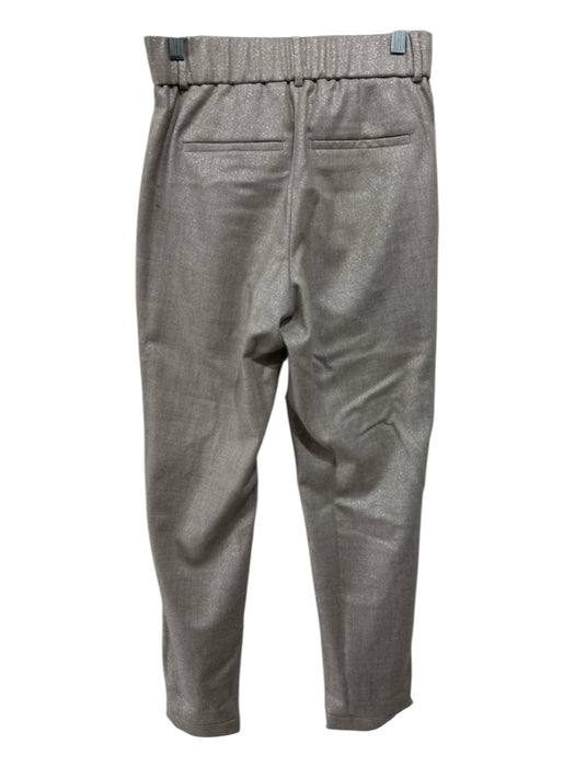 Peserico Size 38 Brown, Gold, Silver Wool Metallic Thread Pockets Zip Fly Pants Brown, Gold, Silver / 38
