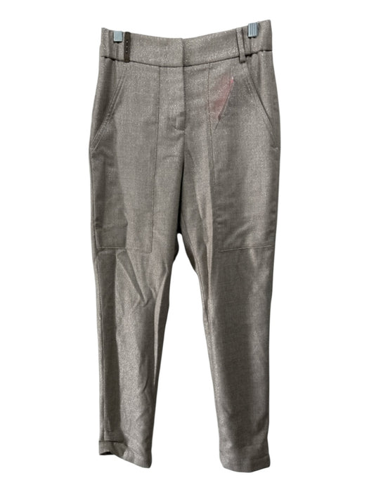 Peserico Size 38 Brown, Gold, Silver Wool Metallic Thread Pockets Zip Fly Pants Brown, Gold, Silver / 38