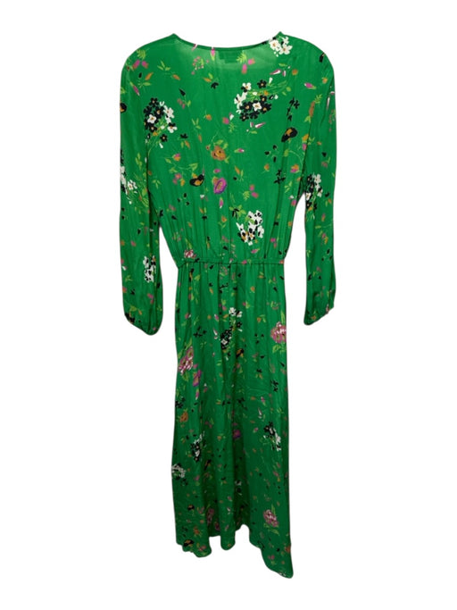 Zadig & Voltaire Size XS Green & Multi Silk Flowers Surplice Maxi Dress Green & Multi / XS