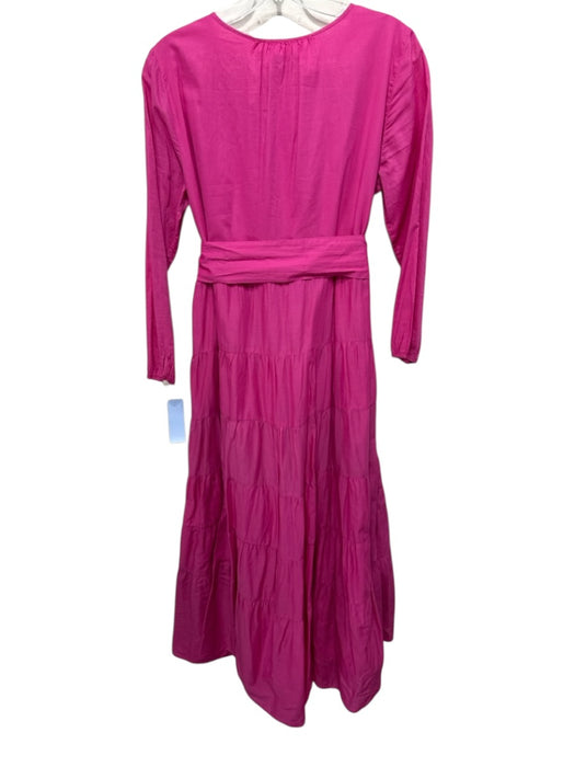 J. Crew Size S Fuchsia Pink Cotton Pockets Quarter Button Sash Maxi Dress Fuchsia Pink / S