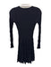 Sandro Size 2 Black & White Viscose Blend Knit Contrast Collar Long Sleeve Dress Black & White / 2