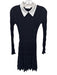 Sandro Size 2 Black & White Viscose Blend Knit Contrast Collar Long Sleeve Dress Black & White / 2