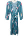 Borgo De Nor Size 8 Blue, White, Pink Polyester Wrap Birds Surplice Midi Dress Blue, White, Pink / 8