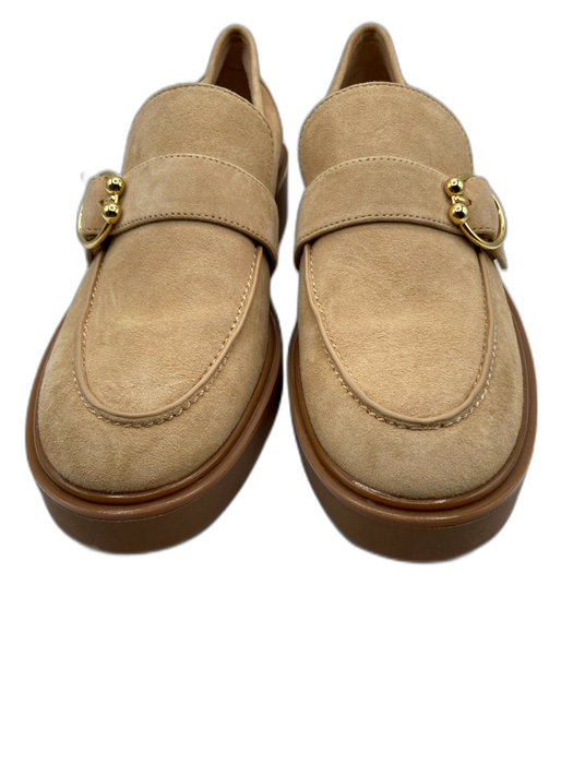 Stuart Weitzman Shoe Size 7.5 Beige & Brown Suede Rubber Sole Almond Toe Loafers Beige & Brown / 7.5