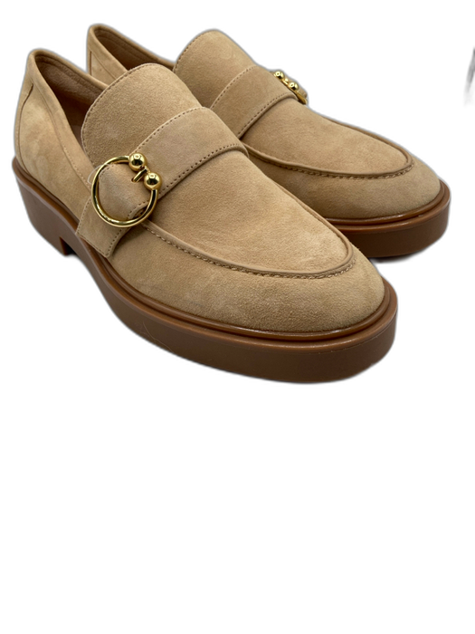 Stuart Weitzman Shoe Size 7.5 Beige & Brown Suede Rubber Sole Almond Toe Loafers Beige & Brown / 7.5