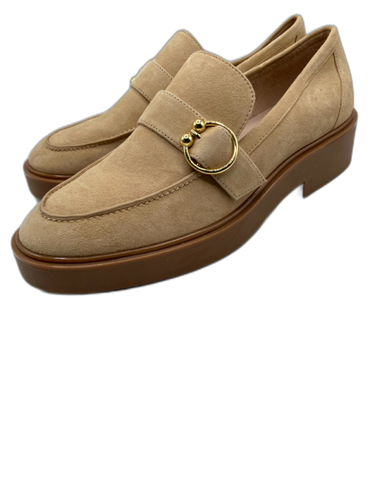 Stuart Weitzman Shoe Size 7.5 Beige & Brown Suede Rubber Sole Almond Toe Loafers Beige & Brown / 7.5