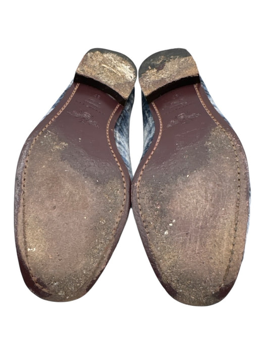 Bougeotte Blue & Cream Wool Leather Insole Plaid Loafer Shoes Blue & Cream