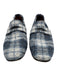 Bougeotte Blue & Cream Wool Leather Insole Plaid Loafer Shoes Blue & Cream