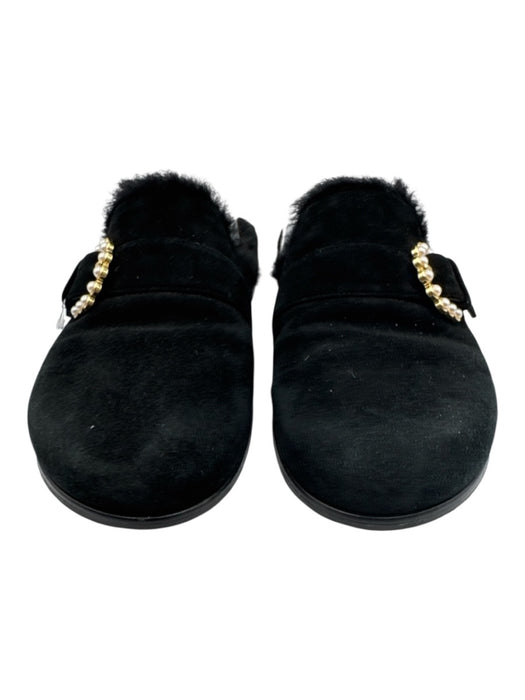 Stuart Weitzman Shoe Size 7.5 Black Fur interior Pearl Buckle Mule Shoes Black / 7.5