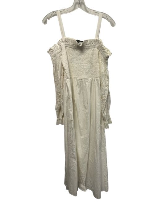 All Saints Size 4 Off White Cotton Floral Embroidery Long Sleeve Maxi Dress Off White / 4
